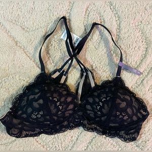 NWT Aerie Black Lace Plunge Bra